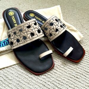 Tory Burch Miller Toe Ring Leather Sandals